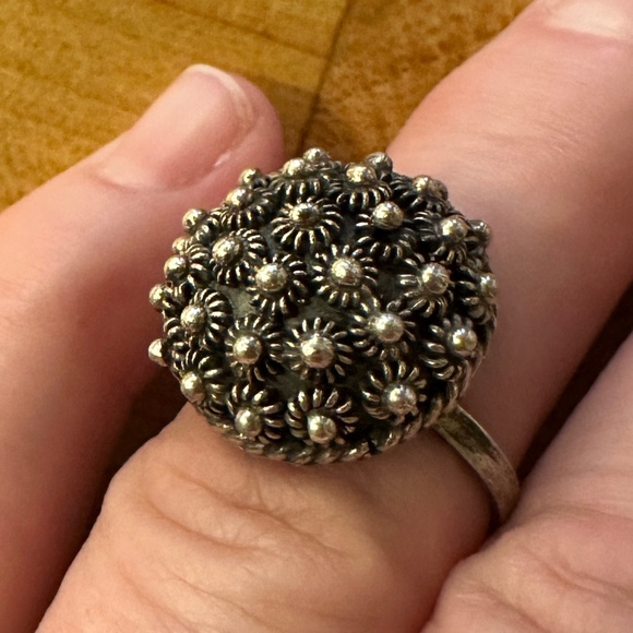 Vintage set: sterling silver braided wire cuff bracelet & adjustable dome ring - Picture 13 of 13